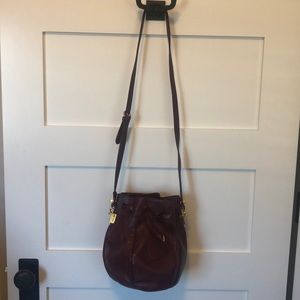 Vintage Cartier Leather Bucket Shoulder Bag in Red